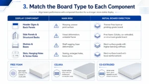 match pvc foam board to display components